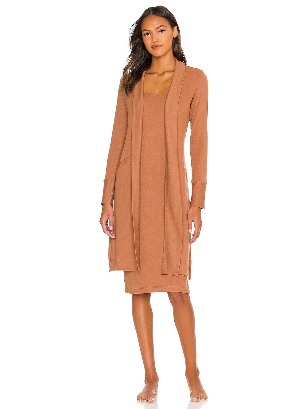 Commando Luxury Rib Robe in Ochre - Picture 2 of 3